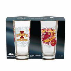 Iowa State University 16oz Glass pint, Set of 2 - Collegiate Home