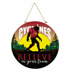 Iowa State University Bigfoot Round Door Décor with Hanging Rope, 18x1 - Collegiate Home