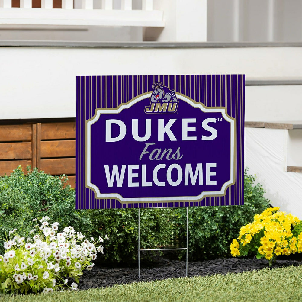 James Madison University Coroplast Yard Sign, "Fans Welcome" - Collegiate Home