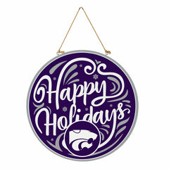 Kansas State University Holiday Round Door Décor with Hanging Rope, 18 - Collegiate Home