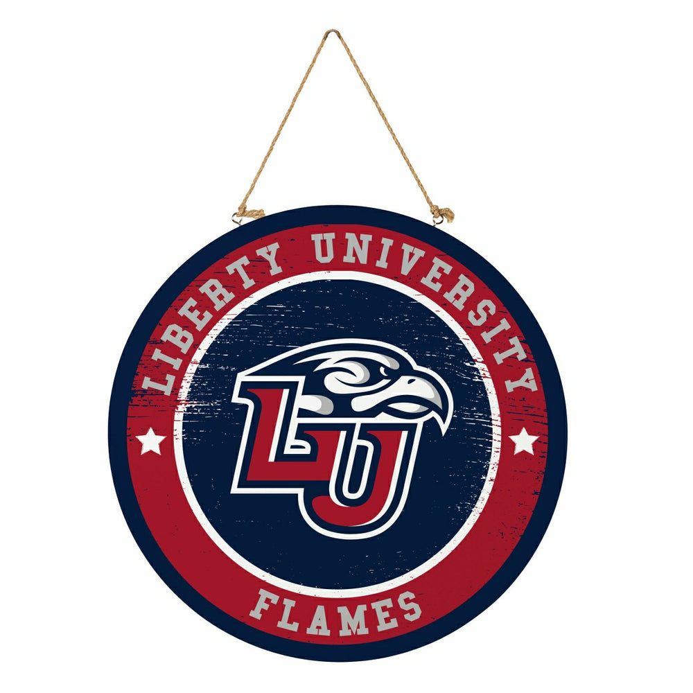 Liberty University Round Door Décor with Hanging Rope, 18x18 - Collegiate Home