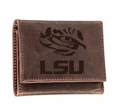 LSU, Tri-Fold Wallet, Brown, CH, 100% Genuine Leather - Collegiate Home