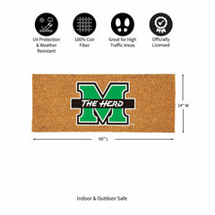 Marshall University Extra Large Full Color Coir Mat, 60"x24" - Collegiate