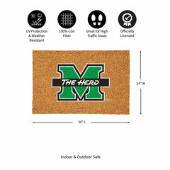 Marshall University Large Full Color Coir Mat, 36"x24" - Collegiate
