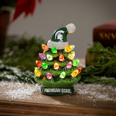 4" Mini LED Tabletop Christmas Tree, Set of 2, Michigan State Universi - Collegiate Home