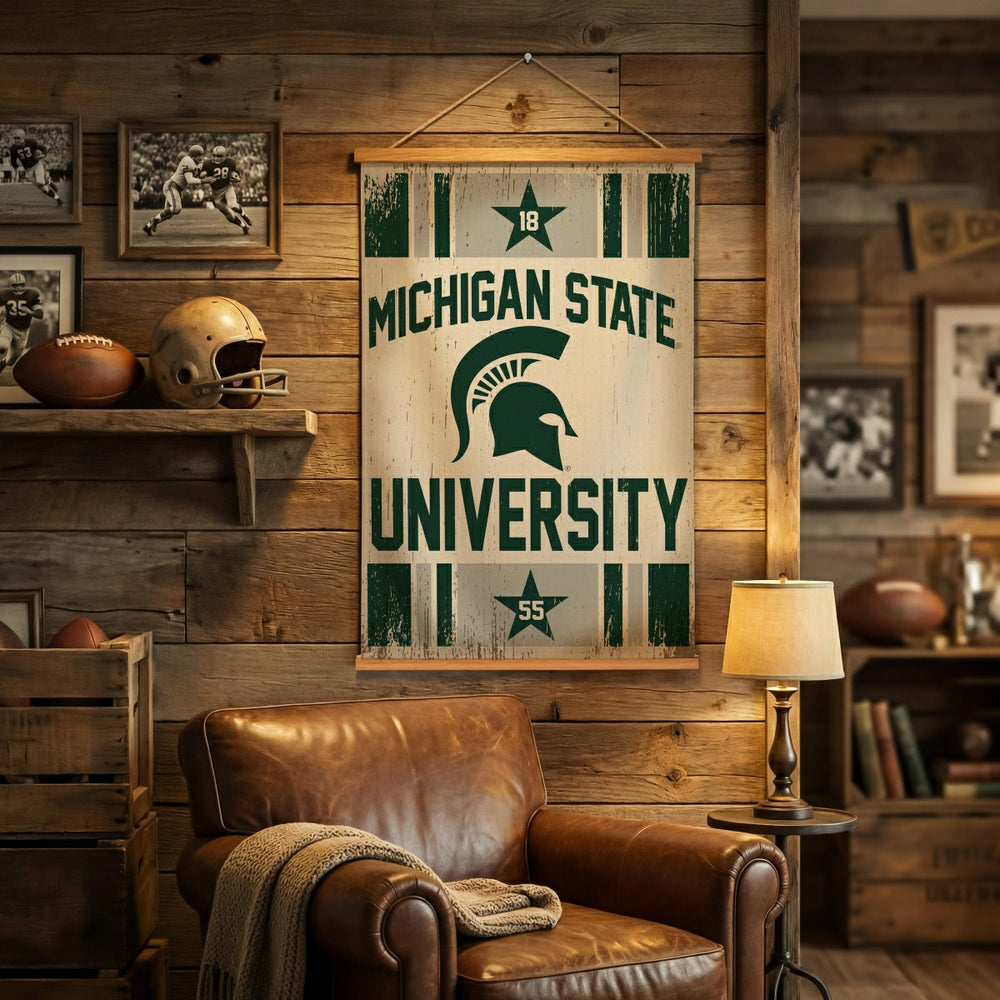 Michigan State University, Canvas Wall Tapestry, Medium, 36x24 - Collegiate Home