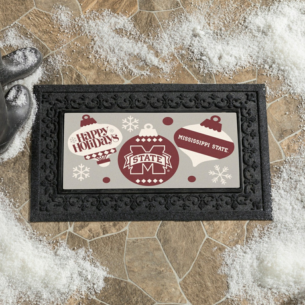 Mississippi State University Holiday Flocked Coir Sassafras Switch Mat - Collegiate
