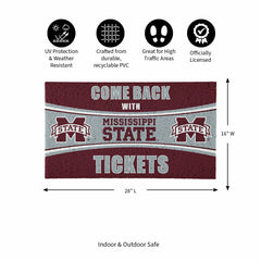28" x 16" PVC Trapper Mat, Come Back with Tickets, Mississippi State U - Collegiate