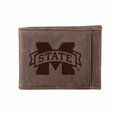 Front Pocket Wallet w/ RFID Blocking, Mississippi State University, Br - Collegiate Home