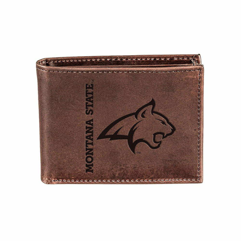Montana State University, Bi-Fold Wallet, Brown, CH, 100% Genuine Leat - Collegiate Home