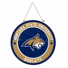 Montana State University Round Door Décor with Hanging Rope, 18x18 - Collegiate Home