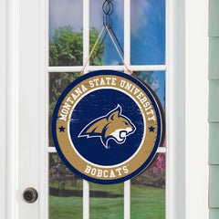 Montana State University Round Door Décor with Hanging Rope, 18x18 - Collegiate Home