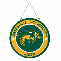 North Dakota State University Round Door Décor with Hanging Rope, 18x1 - Collegiate Home