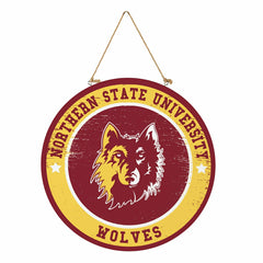 Northern State University Round Door Décor with Hanging Rope, 18x18 - Collegiate Home