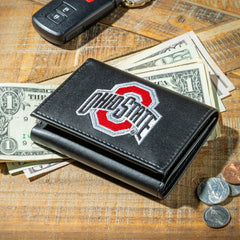 Ohio State University Black Tri-Fold Embroidered Wallet w/ RFID Blocking - Collegiate Home