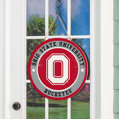 Ohio State University Round Door Décor with Hanging Rope, 18x18 - Collegiate Home