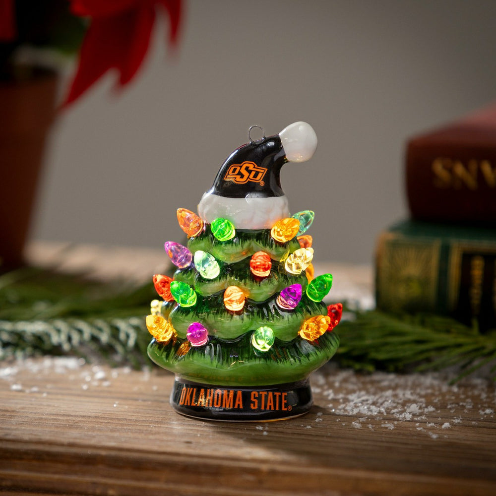 4" Mini LED Tabletop Christmas Tree, Set of 2, Oklahoma State Universi - Collegiate Home