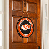Oklahoma State University Round Door Décor with Hanging Rope, 18x18 - Collegiate Home