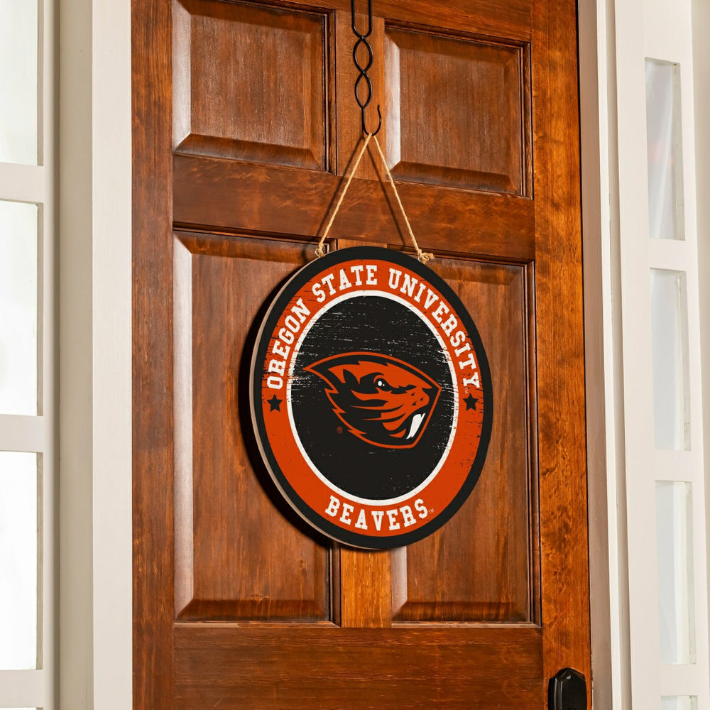 Oregon State University Round Door Décor with Hanging Rope, 18x18 - Collegiate Home