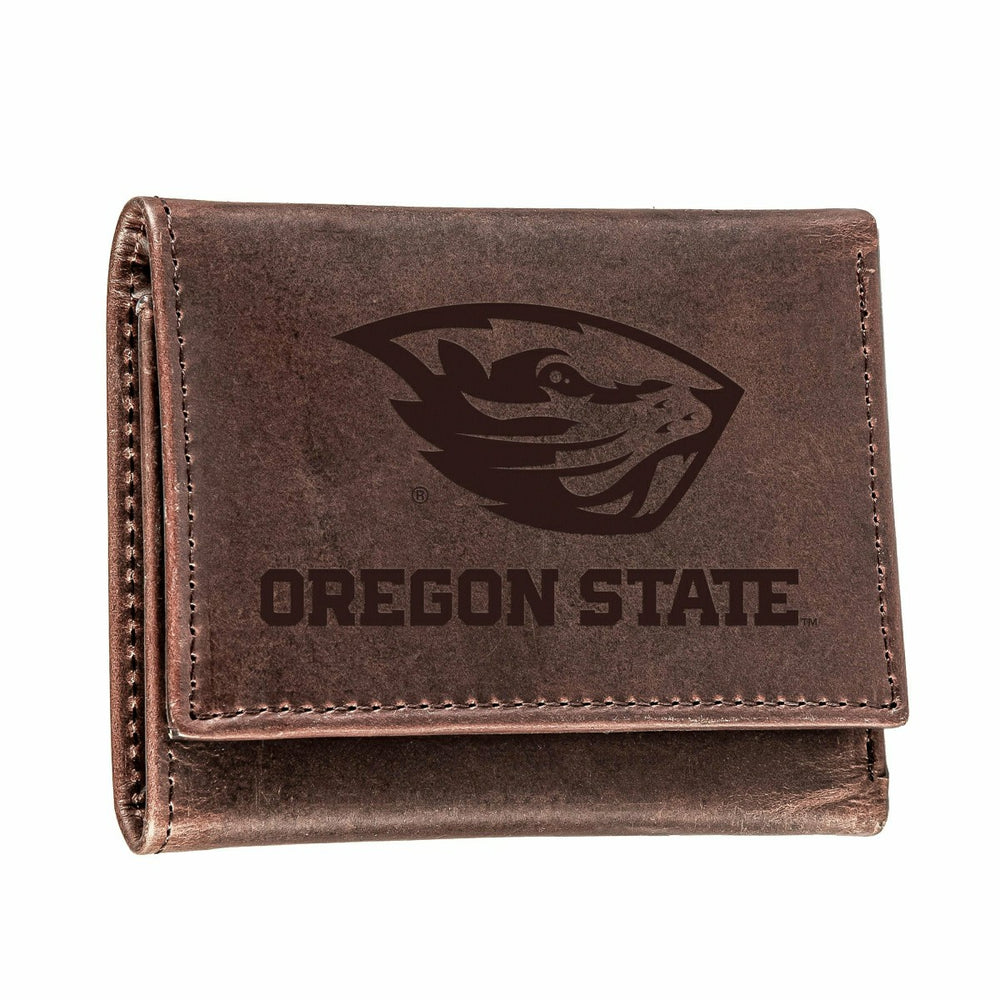 Oregon State University, Tri-Fold Wallet, Brown, CH, 100% Genuine Leat - Collegiate Home