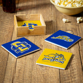 South Dakota State University Ceramic Coasters Set, 4pcs with Wood Cad - Collegiate Home