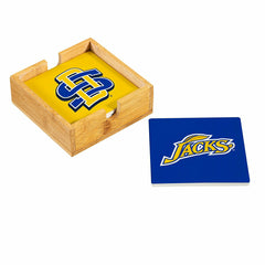 South Dakota State University Ceramic Coasters Set, 4pcs with Wood Cad - Collegiate Home