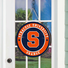 Syracuse University Round Door Décor with Hanging Rope, 18x18 - Collegiate Home