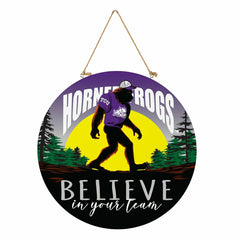 Texas Christian University Bigfoot Round Door Décor with Hanging Rope, - Collegiate Home