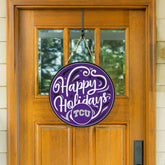Texas Christian University Holiday Round Door Décor with Hanging Rope, - Collegiate Home