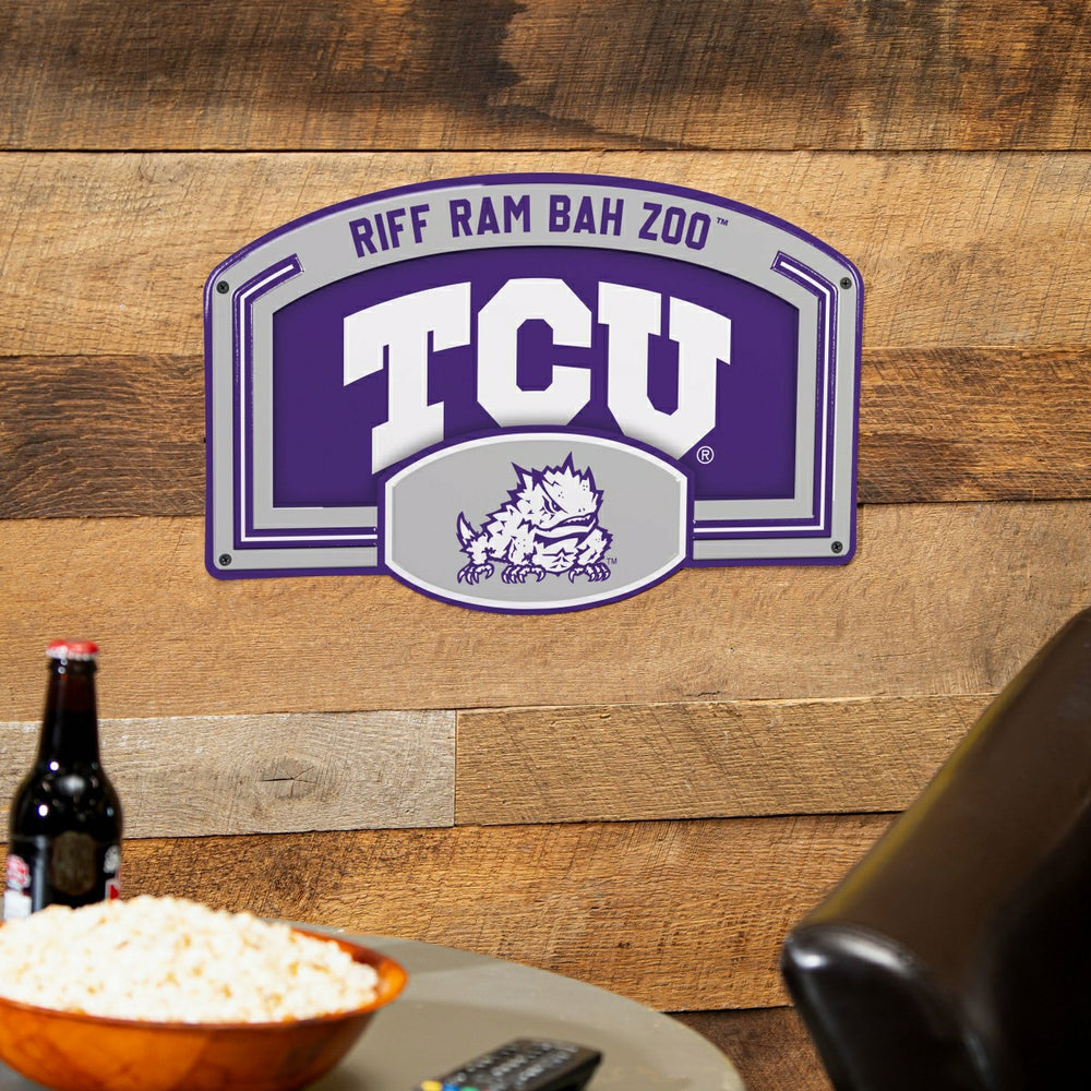 Texas Christian University USA Embossed Steel Wall Sign, 11" x 17" - Collegiate Home