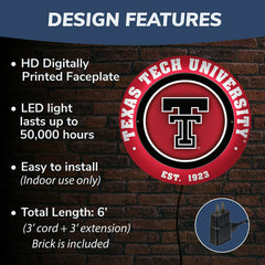 Texas Tech University, Metal Lite, Round - Collegiate