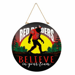 Texas Tech University Bigfoot Round Door Décor with Hanging Rope, 18x1 - Collegiate Home