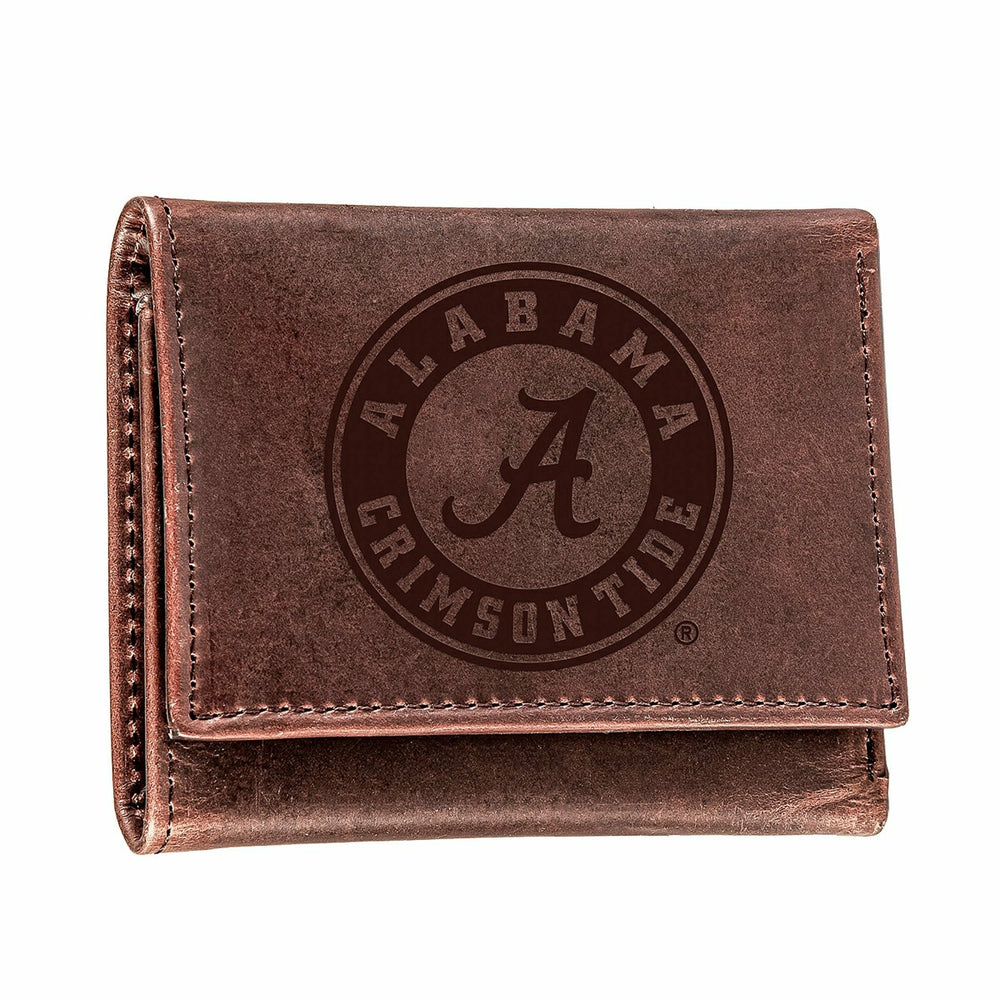 University of Alabama, Tri-Fold Wallet, Brown, CH, 100% Genuine Leathe - Collegiate Home