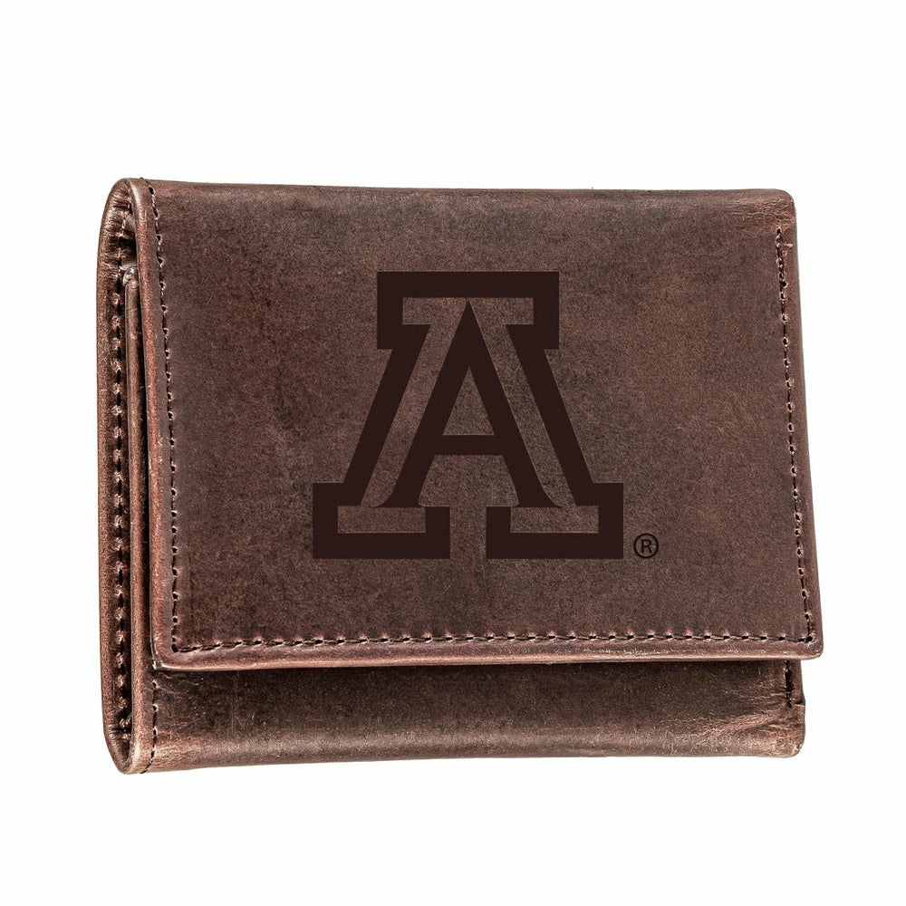 University of Arizona, Tri-Fold Wallet, Brown, CH, 100% Genuine Leathe - Collegiate Home