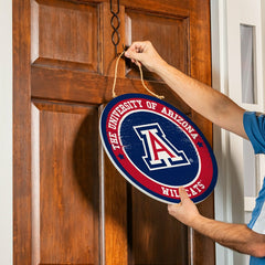 University of Arizona Round Door Décor with Hanging Rope, 18x18 - Collegiate Home