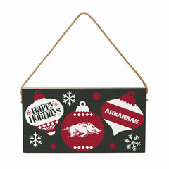 University of Arkansas Holiday Wood Wall Sign, 6x11 - Collegiate Home