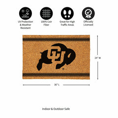 University of Colorado Large One Color Coir Mat, 36"x24" - Collegiate