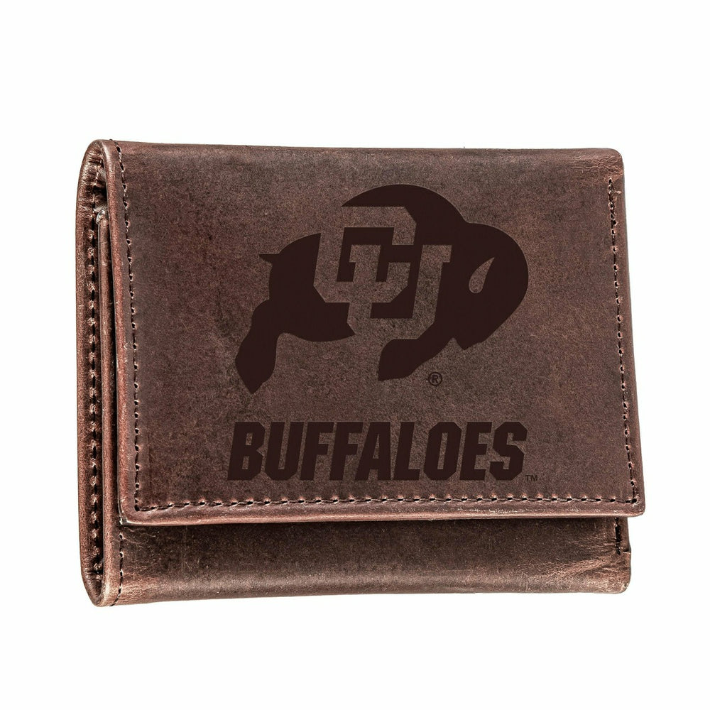 University of Colorado, Tri-Fold Wallet, Brown, CH, 100% Genuine Leath - Collegiate Home