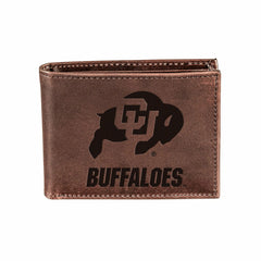 University of Colorado, Bi-Fold Wallet, Brown, CH, 100% Genuine Leathe - Collegiate Home