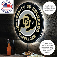LED Wall Decor, Round, University of Colorado - Collegiate Home