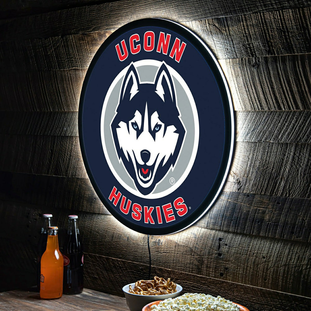 University of Connecticut College Large Round Edgelite LED Decor - Collegiate Home