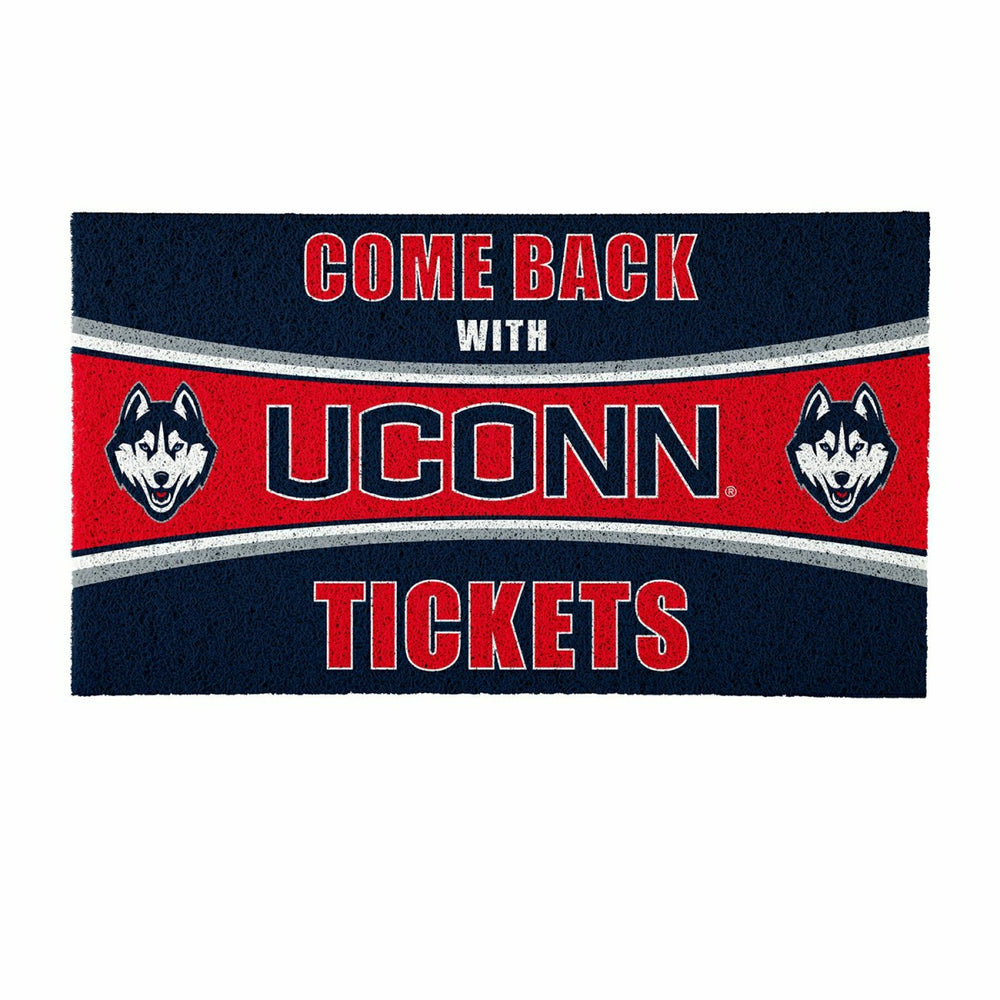 28" x 16" PVC Trapper Mat, Come Back with Tickets, Uconn - Collegiate