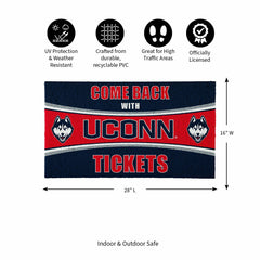 28" x 16" PVC Trapper Mat, Come Back with Tickets, Uconn - Collegiate