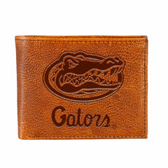 University of Florida, Embossed 100% Genuine Tumbled Leather Passcase - Collegiate Home