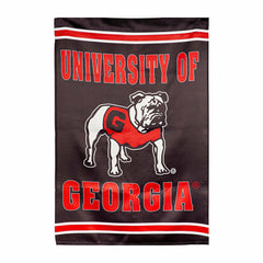 University of Georgia Alternate Bulldog Logo Embossed Suede House Flag - Collegiate Home