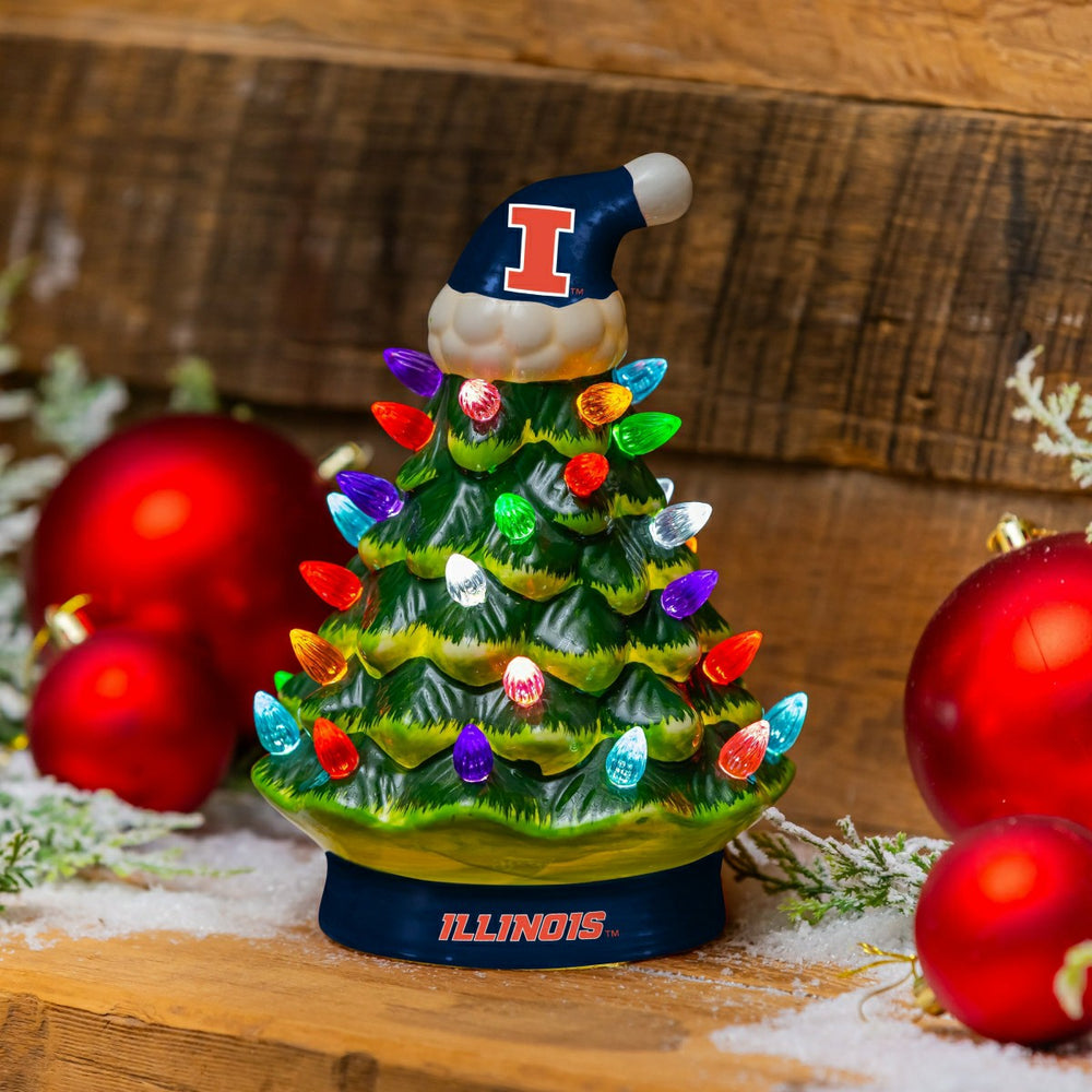 University of Illinois 8" LED Ceramic Christmas Tree - Collegiate Home