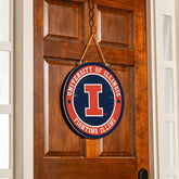 University of Illinois Round Door Décor with Hanging Rope, 18x18 - Collegiate Home