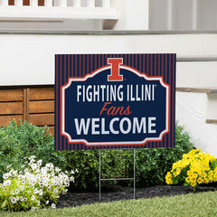University of Illinois Coroplast Yard Sign, "Fans Welcome" - Collegiate Home