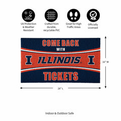 28" x 16" PVC Trapper Mat, Come Back with Tickets, University of Illin - Collegiate