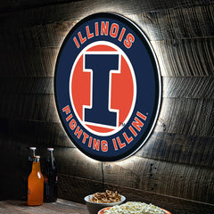 LED Wall Decor, Round, University of Illinois - Collegiate Home